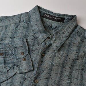 Jhane Barnes Mens Large Silk Blend Button Up Long Sleeve Grey Shirt